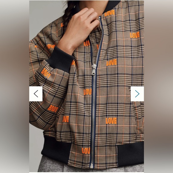 NWT Anthropologie Avec Les Filles Embroidered Love Bomber Jacket / Size XL - Picture 5 of 10